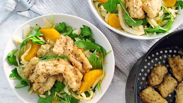 Salt and Pepper Squid With Roasted Fennel and Orange Salad