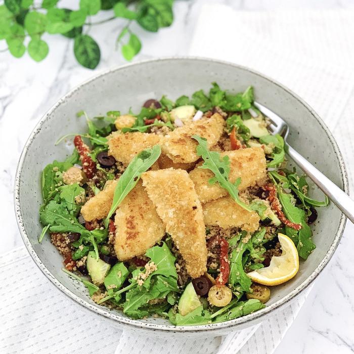 Couscous Salad with Crumbed Whiting