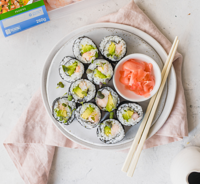 Prawn and Avocado Sushi Rolls