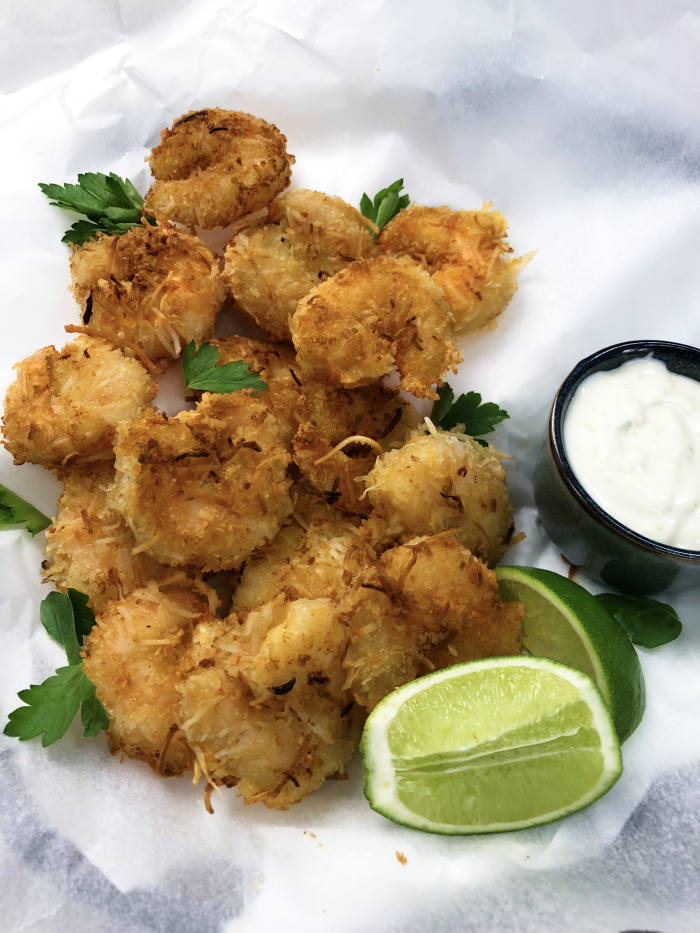 Coconut Crumbed Prawn with lime aioli